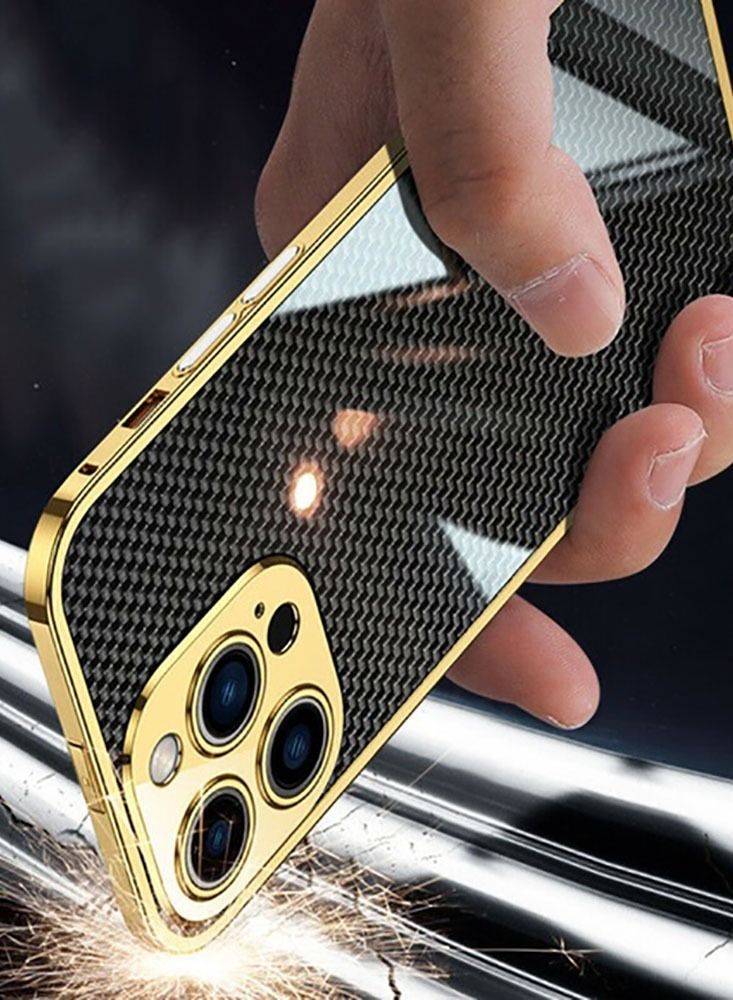 Color Fans حافظة هاتف لهاتف iPhone 13 Pro مقاس 6.1 بوصة، غطاء حماية ذهبي - Image 3