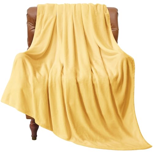 BEDELITE Fleece Blanket Cream Yellow Throw Blankets for Couch Bed Luxury Plush Cozy Fuzzy Blanket 50 x 60 Super Soft Warm Lightweight Throw Blanket for Travel Camping - Image 1