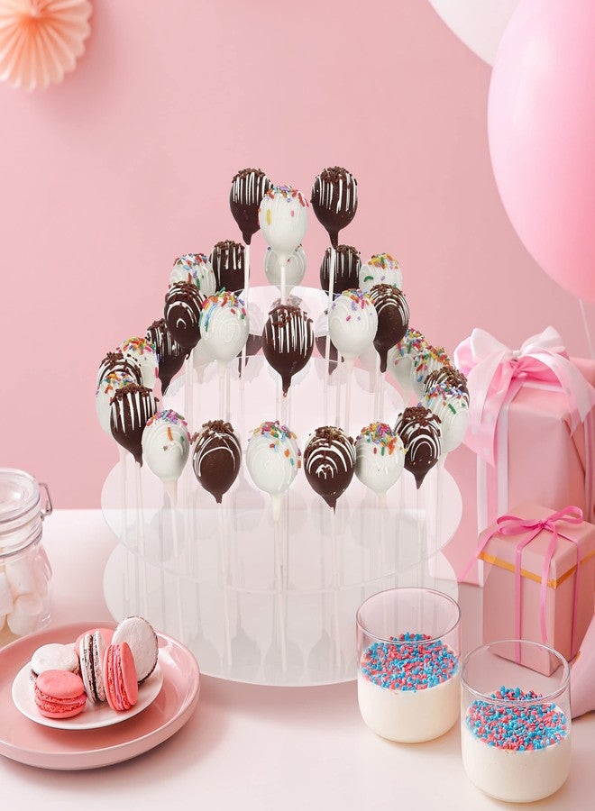 Spec101 Acrylic Cake Pop Display Stand - 3 Tier Circle Clear Decorative Lollipop Holder Party Stand - Holds 33 Suckers - Image 4
