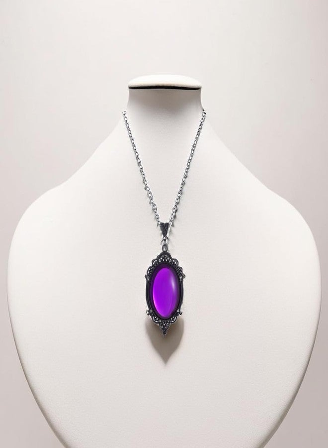 MIFYNN Gothic Stardust Jewelry Set for Women Vintage Cameo Earrings Necklace Set Purple Crystal Earrings Necklace Vampire Jewelry Sets Halloween Costume Accessories for Women (Purple) - Image 3