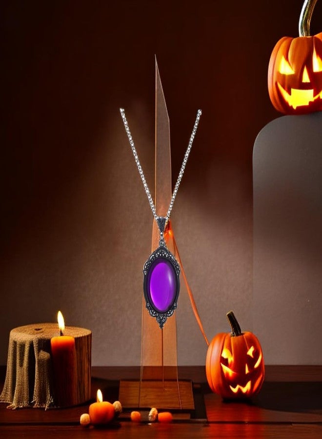 MIFYNN Gothic Stardust Jewelry Set for Women Vintage Cameo Earrings Necklace Set Purple Crystal Earrings Necklace Vampire Jewelry Sets Halloween Costume Accessories for Women (Purple) - Image 4