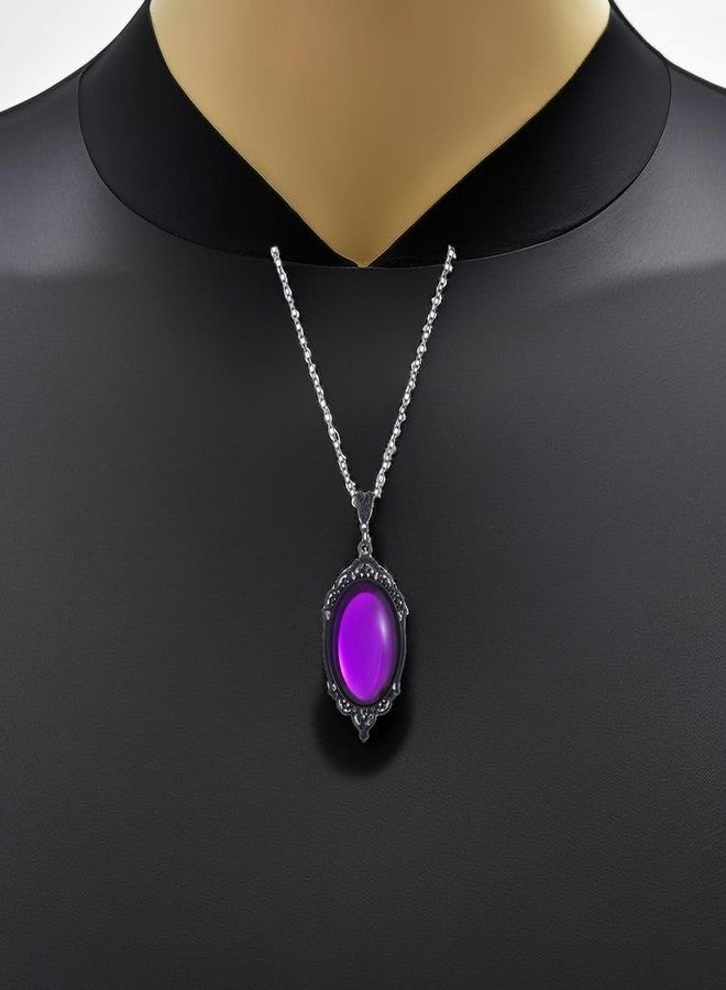 MIFYNN Gothic Stardust Jewelry Set for Women Vintage Cameo Earrings Necklace Set Purple Crystal Earrings Necklace Vampire Jewelry Sets Halloween Costume Accessories for Women (Purple) - Image 2