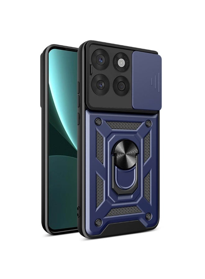 for Motorola Edge 60 Stylus Case Cover, غطاء عدسة الكاميرا الشريحة, حامل الحلقة المغناطيسية الركض حالة الهاتف الوقائي ل Motorola Edge 60 Stylus, الأزرق