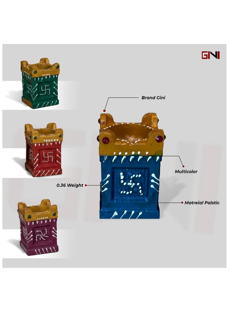 جيني مجموعة ديا تولسي مزخرفة من جيني - ديا تقليدية قابلة لإعادة الاستخدام، بدون شمع، عبوة من 4 قطع، للطقوس الدينية، والإضاءة الاحتفالية، والديكور الروحي، تصميم متنوع - Image 3