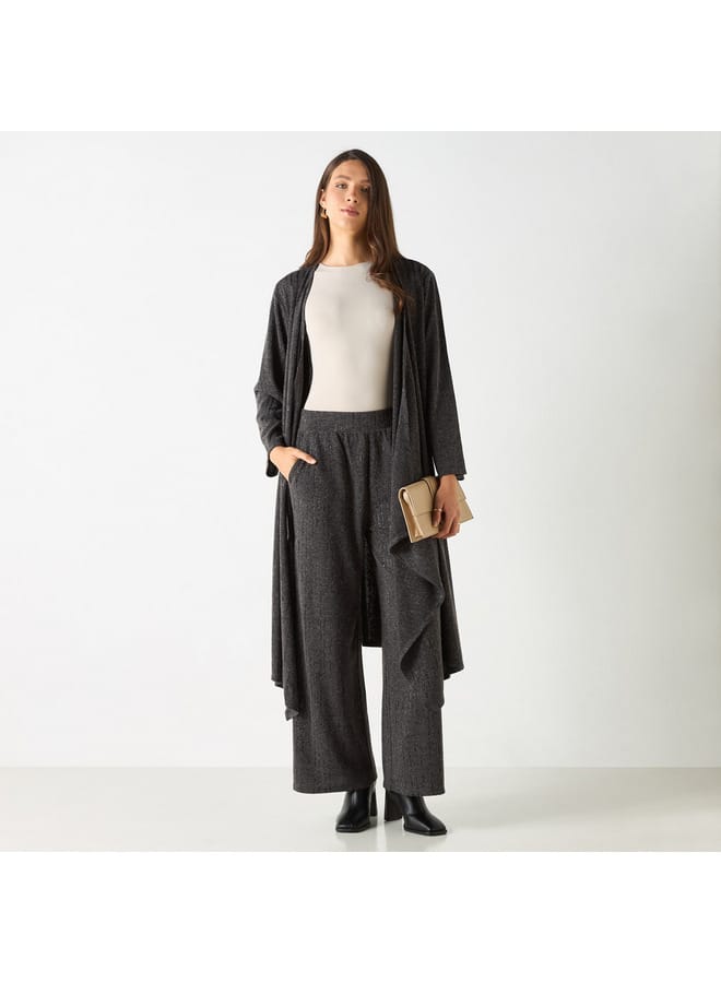 Iconic Iconic Textured Wide Leg Pants with Elasticated Waistband  - Image 2