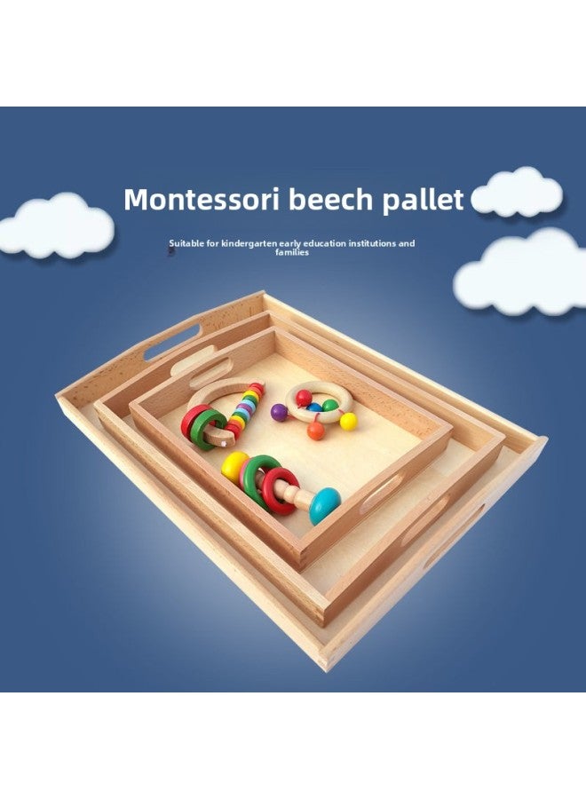 Montai Montessori Montessori Teaching Aids Tray Daily Life Work Kindergarten Early Education Wooden Storage Tray-Color:Large, Medium And Small Full Set - Image 2
