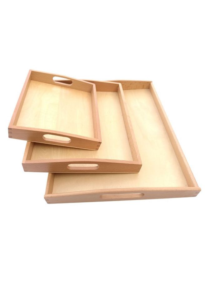 Montai Montessori Montessori Teaching Aids Tray Daily Life Work Kindergarten Early Education Wooden Storage Tray-Color:Large, Medium And Small Full Set - Image 3