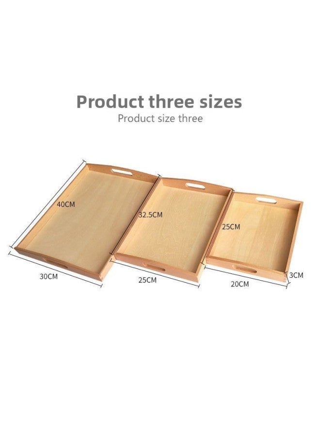 Montai Montessori Montessori Teaching Aids Tray Daily Life Work Kindergarten Early Education Wooden Storage Tray-Color:Large, Medium And Small Full Set - Image 4