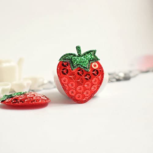 YYCRAFT 60pcs Padded Sequin Strawberry Appliques for DIY Sewing Craft-3 Colors - Image 4