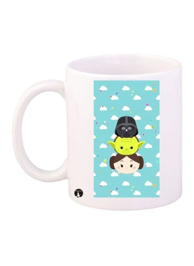 RYN Star War Printed Coffee Mug White/Blue/Yellow 