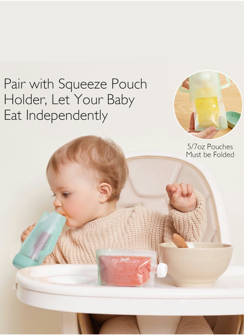 Momcozy أكياس طعام الأطفال قابلة لإعادة الاستخدام للأطفال الصغار، بلاستيك خالٍ من مادة BPA، آمن للطعام، آمن للاستخدام في الفريزر، قابل لإعادة الملء لعصير التفاح والزبادي وحقيبة الضغط المهروسة  - Image 3