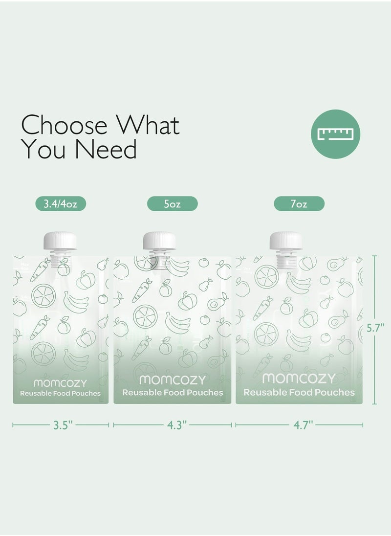 Momcozy أكياس طعام الأطفال قابلة لإعادة الاستخدام للأطفال الصغار، بلاستيك خالٍ من مادة BPA، آمن للطعام، آمن للاستخدام في الفريزر، قابل لإعادة الملء لعصير التفاح والزبادي وحقيبة الضغط المهروسة  - Image 5