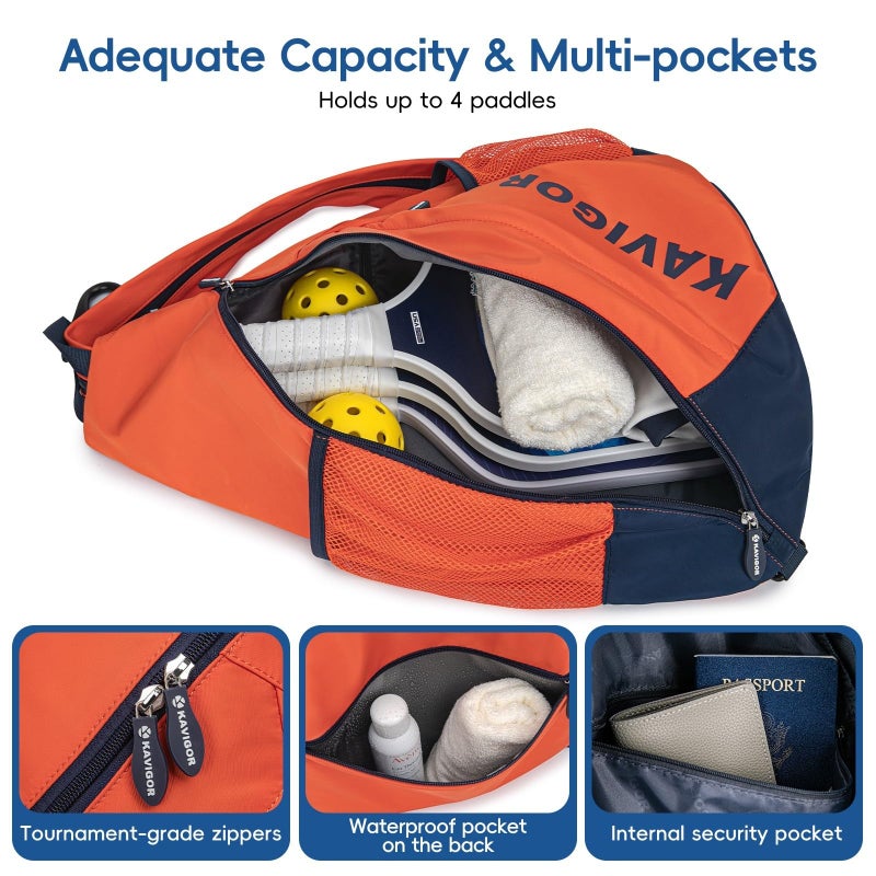 KAVIGOR 2025 Pickleball Sling Bag, Convertible Ultra-Light Backpack with Skin-Soft Fabric & Wet/Dry Pocket, Fits 4 Paddles + Gear - Image 2