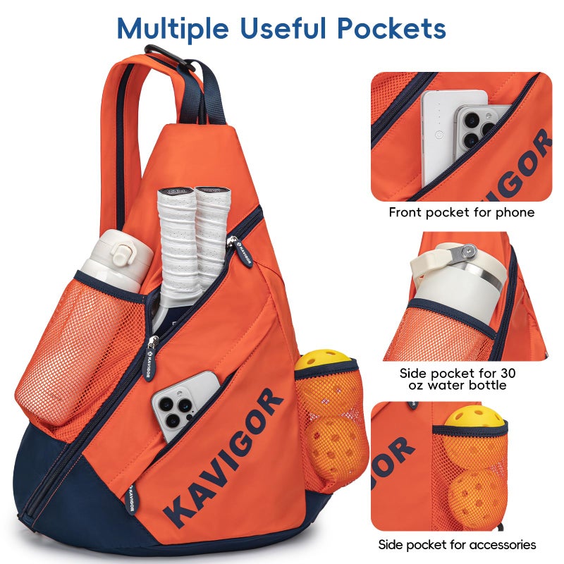 KAVIGOR 2025 Pickleball Sling Bag, Convertible Ultra-Light Backpack with Skin-Soft Fabric & Wet/Dry Pocket, Fits 4 Paddles + Gear - Image 3
