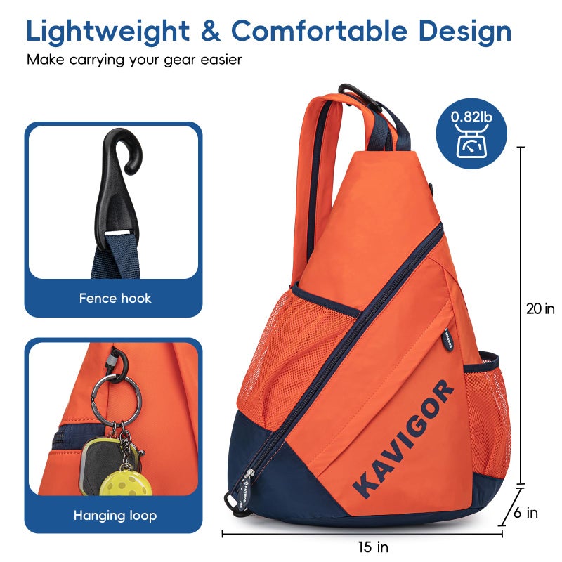 KAVIGOR 2025 Pickleball Sling Bag, Convertible Ultra-Light Backpack with Skin-Soft Fabric & Wet/Dry Pocket, Fits 4 Paddles + Gear - Image 5