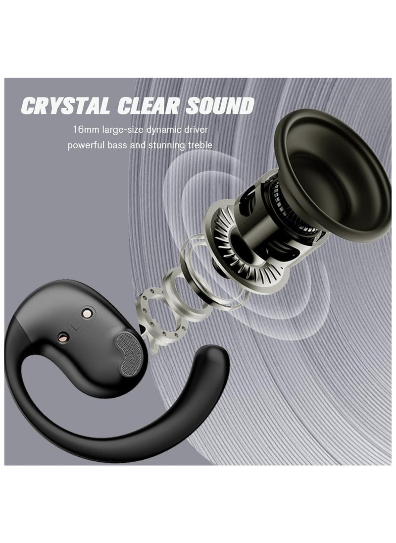 lekikpo Out of Ear Open Ear Headphones Outside The Ear Wireless Ear Hanging Bluetooth Headset Over The Ear Open Ear Buds Earbuds Outside The Ear Headphones Bone Air Conduction Earbuds Black  - Image 2