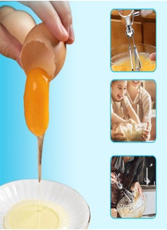 Excefore Egg Beaters Hand Cranking, Handheld Roller Egg Whisk, 12 Inch Manual Hand Mixer, Rotary Egg Mixer with Double Heads, Labor-saving Stainless Steel Hand Beater for Home Kitchen  - Image 2