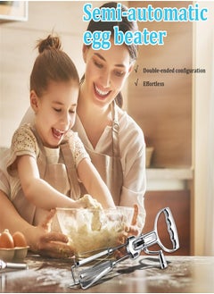 Excefore Egg Beaters Hand Cranking, Handheld Roller Egg Whisk, 12 Inch Manual Hand Mixer, Rotary Egg Mixer with Double Heads, Labor-saving Stainless Steel Hand Beater for Home Kitchen  - Image 3