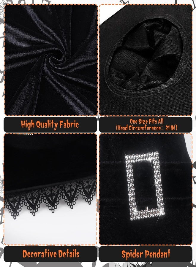 JUSTOTRY Halloween Witch Hat - Women Costume Black Witches Hats with Lace Fringe for Hallowee Decor Accessories Hocus Pocus Party Favor - Image 5