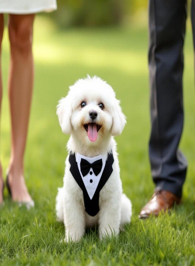 GLIDESMOOTH Dog Tuxedo for Wedding, Pet Tuxedo Suit with Bow Tie, Pet Costumes for Small Dogs, Formal Party Attire for Halloween Christmas, XLarge, Black White - Image 4
