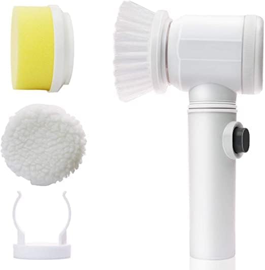 Heylark 5 in 1 Magic Brush Electric Magic Brush Multifunctional Magic Brush with 2 Brush Heads Charging Cord for Home Kitchen Tiles Carpet Sink wash Basin Bath Shower