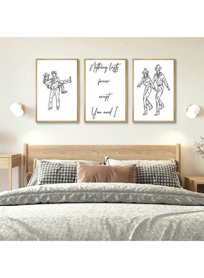 CENDAP 3 Pcs Cowboy Western Wall Art Country Couple Humor Paintings Prints Vintage Black and White Minimalist Line Posters Canvas Wall Decor for Apartment Dorm Bedroom Living Room 12x16in Unframed - Image 3