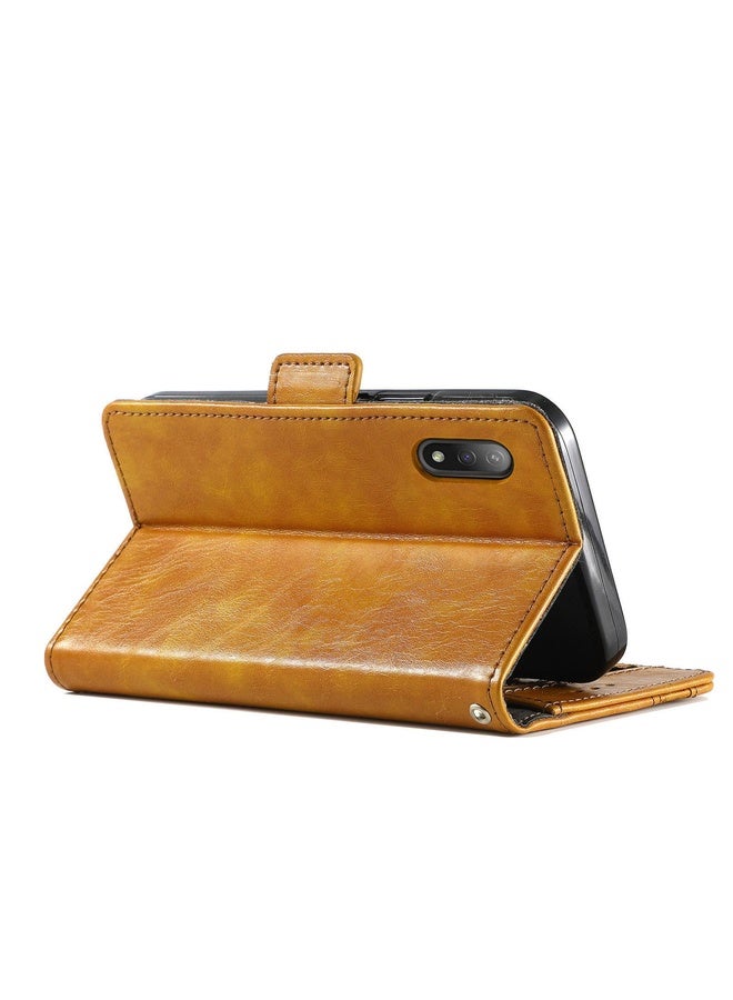 HuHa For Sony Xperia Ace II CaseNeo Business Splicing Dual Magnetic Buckle Horizontal Flip PU Leather Case with Holder & Card Slots & Wallet(Yellow)  - Image 5