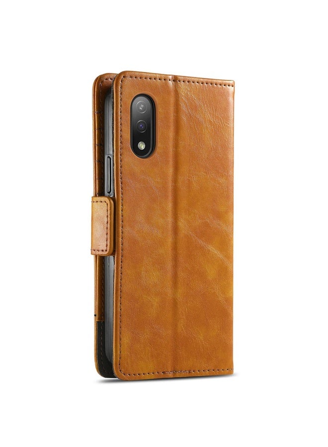 HuHa For Sony Xperia Ace II CaseNeo Business Splicing Dual Magnetic Buckle Horizontal Flip PU Leather Case with Holder & Card Slots & Wallet(Yellow)  - Image 3