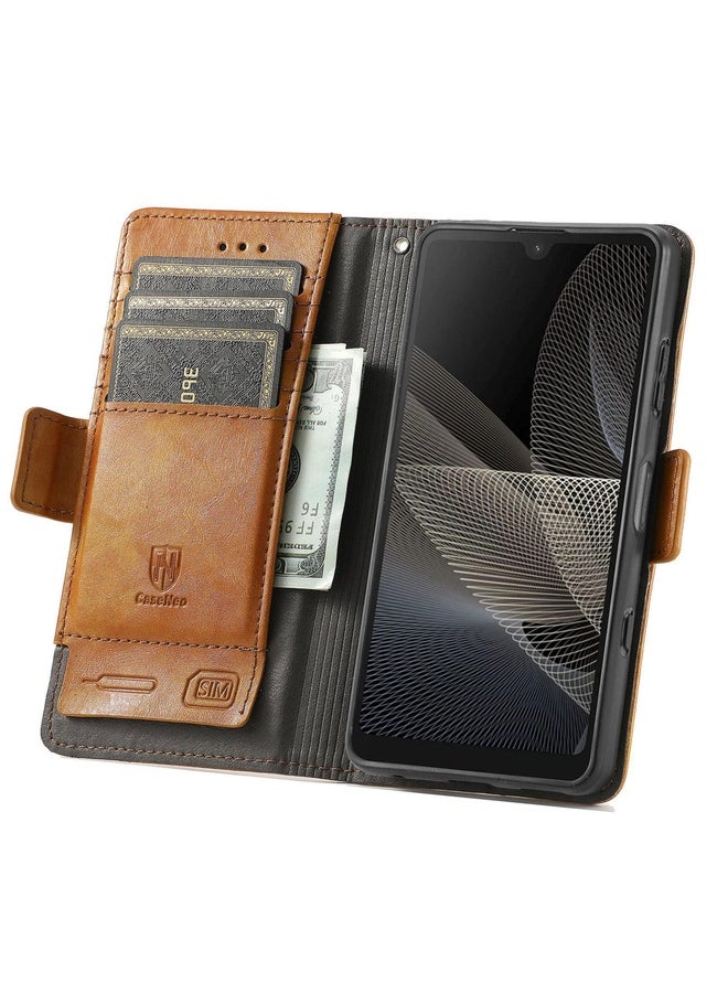 HuHa For Sony Xperia Ace II CaseNeo Business Splicing Dual Magnetic Buckle Horizontal Flip PU Leather Case with Holder & Card Slots & Wallet(Yellow)  - Image 4