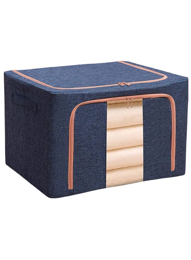 Clothes Storage Bins with Metal Frame，Foldable Storage Bins with Lids Zipper Clear Window Reinforced Handles，Stackable Storage Box Organizer for Clothing Bedding, 66L - Image 1