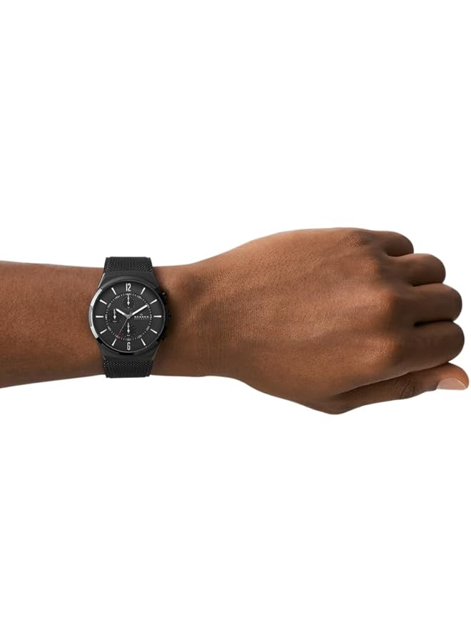 سكاجين ساعة صندبي للرجال كوارتز تناظرية من الفولاذ المقاوم للصدأ والشبكة - Image 5