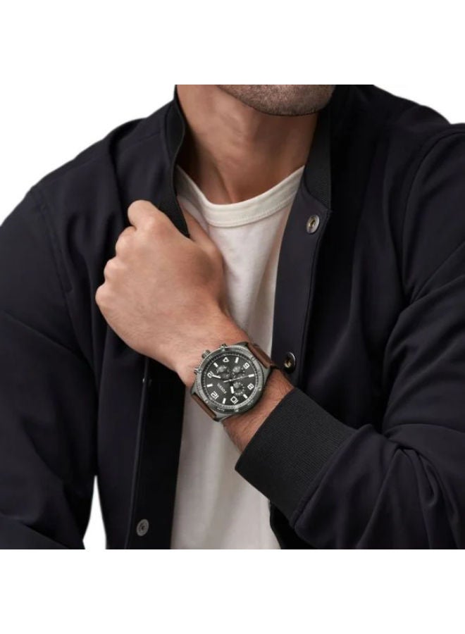 FOSSIL Men Leather Chronograph Wrist Watch BQ2800 - Image 2