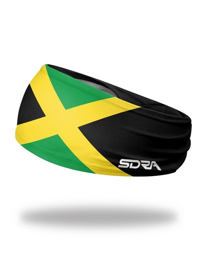 Suddora Country Flag Headbands, Wide Headbands With Jamaica National Flag, Tapered Style Boho Headbands For National Sports Events, Non-Slip Fabric Sweatband For Soccer, Tennis, Workout, Costume
