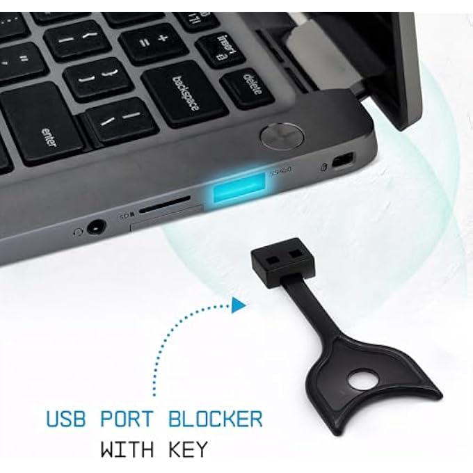 rayihni USB-A PORT BLOCKERS - KEY LOCK USB SECURITY FOR PC, LAPTOP & NOTEBOOK - REMOVABLE TYPE-A DATA PROTECTION - DUST & MOISTURE RESISTANT SHIELD | BLACK (10-PACK) - Image 2