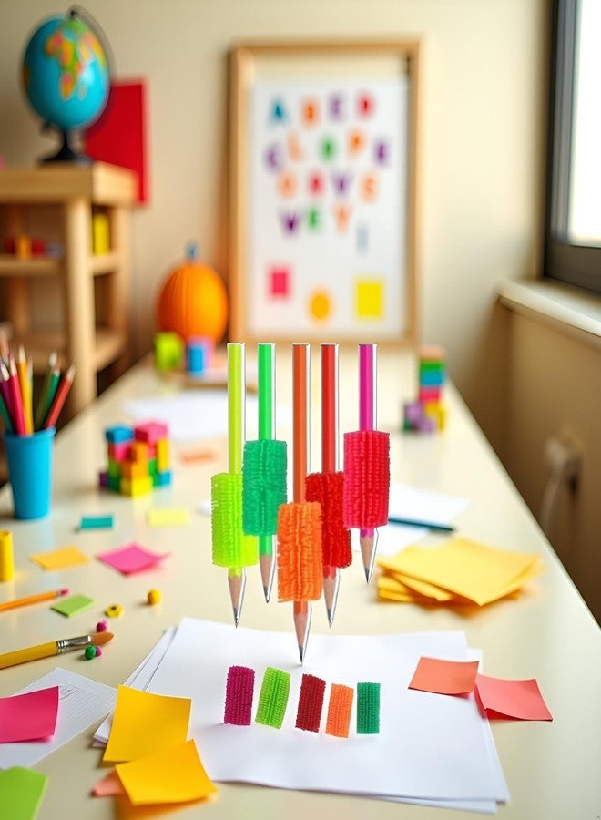 Zhuluck 10Pcs Multicolor Pencil Grip Trainer for Preschool for Kindergarten Squishy Pencil Grip for Adults Handwriting Gripper,Easy Installation,Education Office - Image 2