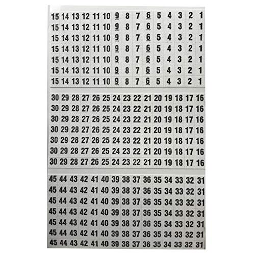 Sherco-Auto 450 Pieces (1-45) Wire Marker Labels for Cable Management - Waterproof Vinyl Adhesive Cloth Label Stickers Book - 10 Pages with 45 Labels Each - Tear Resistance Cable Tags - Made in USA - Image 4