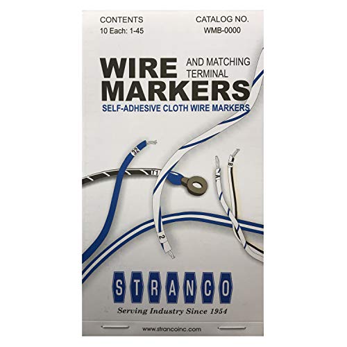 Sherco-Auto 450 Pieces (1-45) Wire Marker Labels for Cable Management - Waterproof Vinyl Adhesive Cloth Label Stickers Book - 10 Pages with 45 Labels Each - Tear Resistance Cable Tags - Made in USA - Image 2