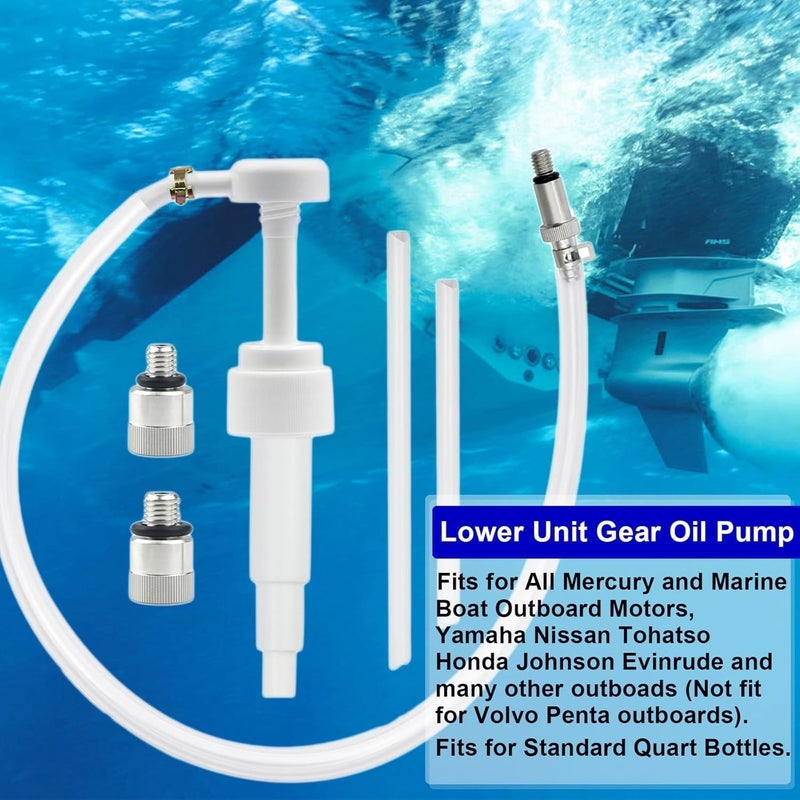 Bolaxin Lower Unit Gear Oil Pump with 3/8 inch Metal Swivel and Adapters for Marine Outboard Motors - Image 2