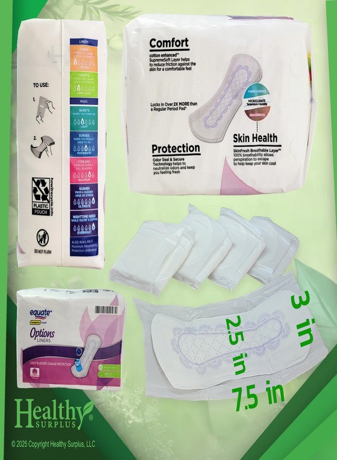 Healthy Surplus Equate Options Liners - 2 Packs of 30 (60 Total - Light Bladder Leakage Protection - Regular Length and Vital Volumes Tips Card Bundle - Image 2
