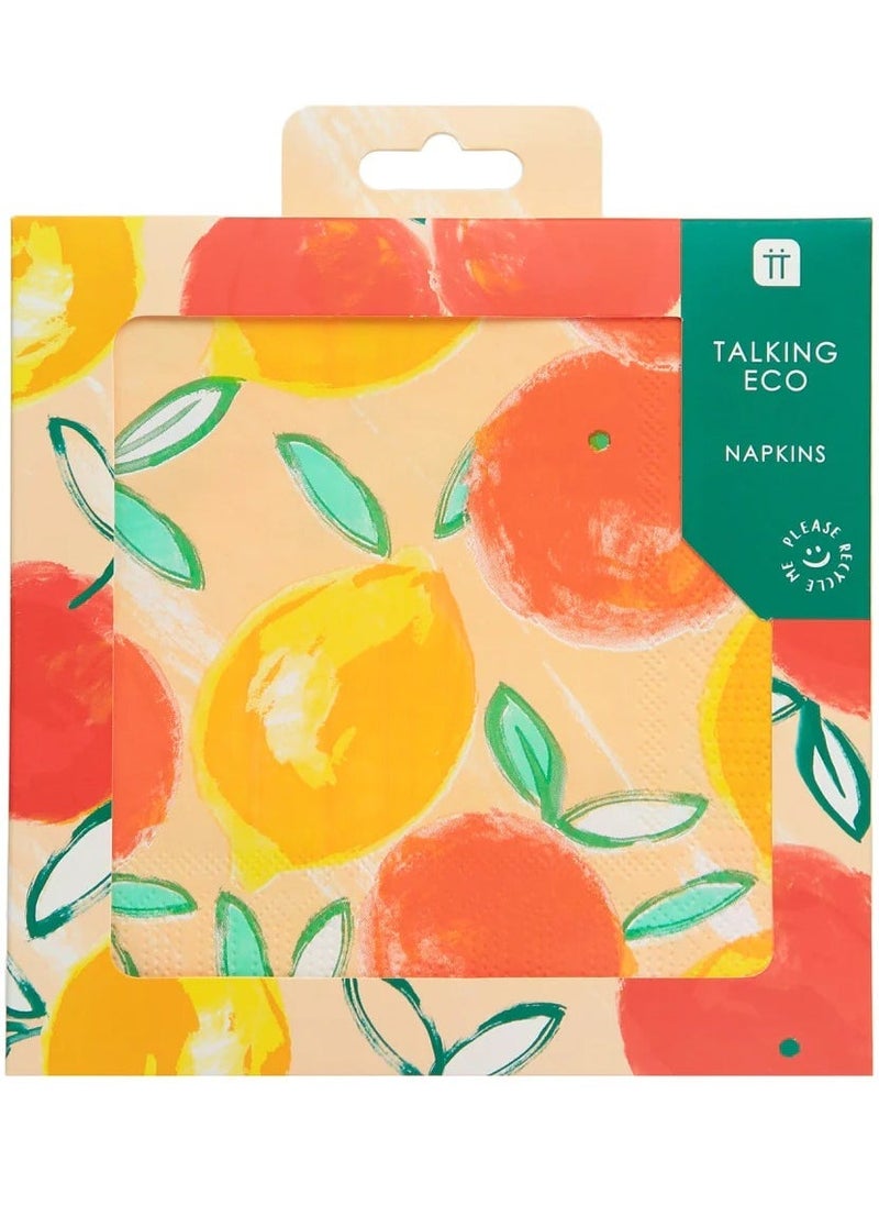 Talking Tables - Citrus Fruit Recyclable Paper Napkins - 20 pack - Image 1