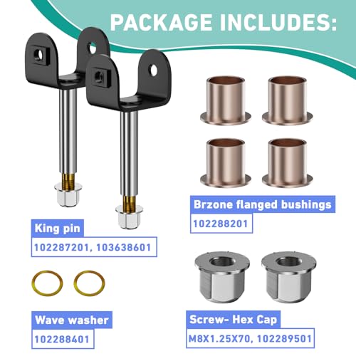 Drive-up Club Car Precedent Kin Pin, Golf Cart Front End King Pin Repair Kit for Club Car Precedent 2004-Up Gas and Electric Golf Carts, Replaces OEM 102287201 103638601 103638801 - Image 5