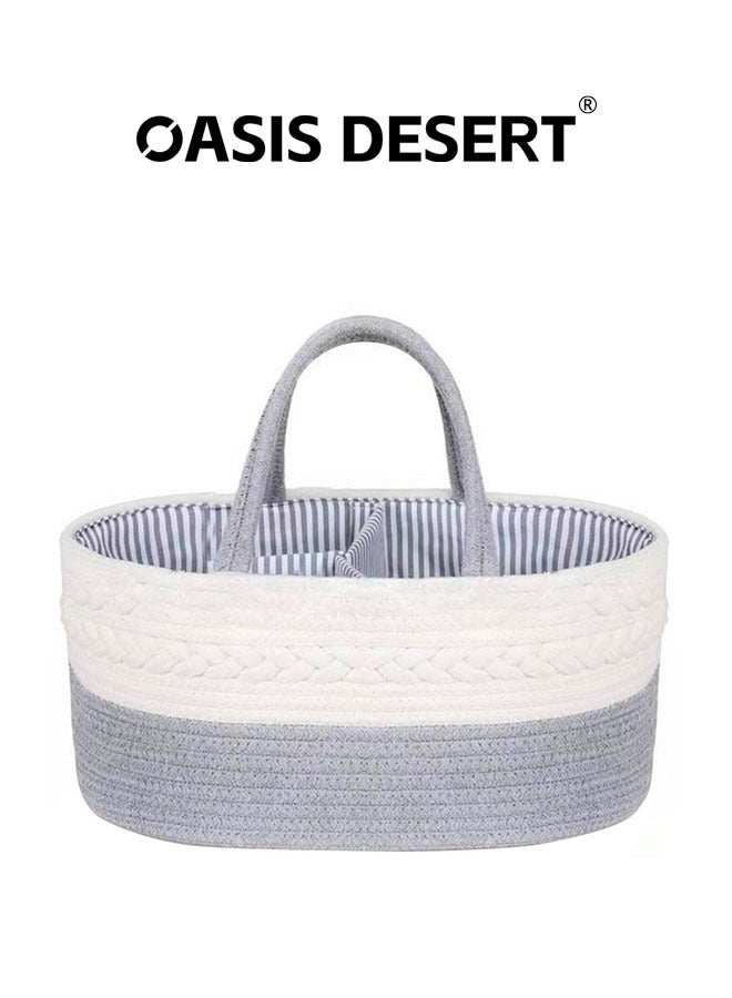 OASIS DESERT Diaper Stackers, 2 in 1 Baby Diaper Caddy Organizer, 100% Cotton Rope Diaper Storage Basket, Nursery Diaper Organizer for Newborn Boys Girls - Image 1
