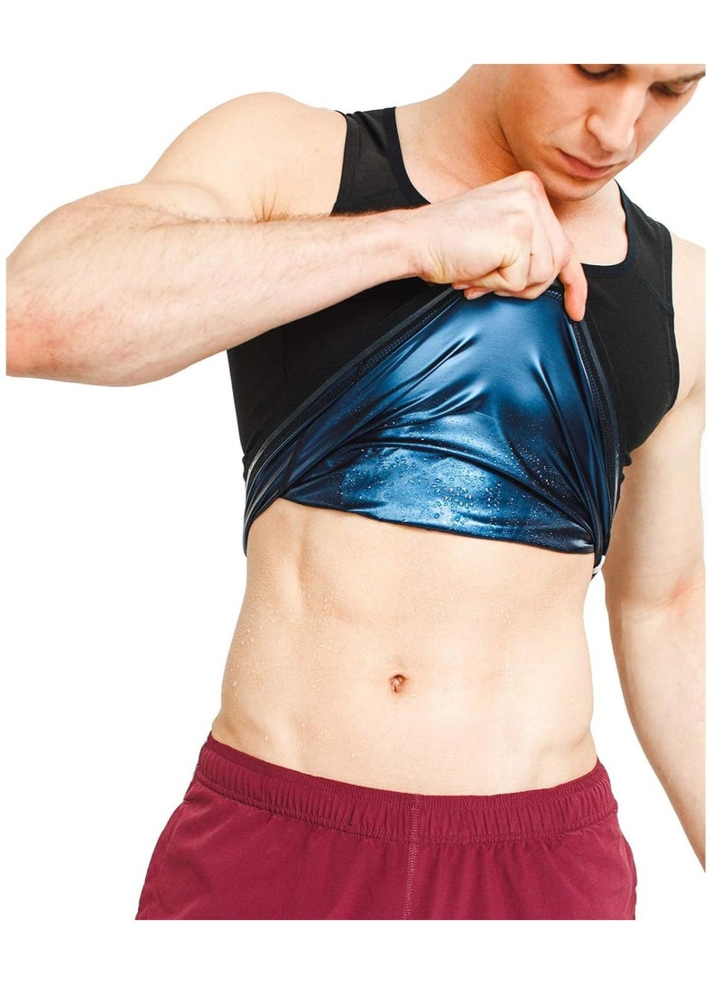 Men's Sweat Zipper Vest Shapewear for Weight Loss | Slimming Shirt with Neoprene Compression | Workout Sauna Suit | Body Top Waist Trainer | Hot Thermo Sweat Vest for Gym & Fitness  - Image 1