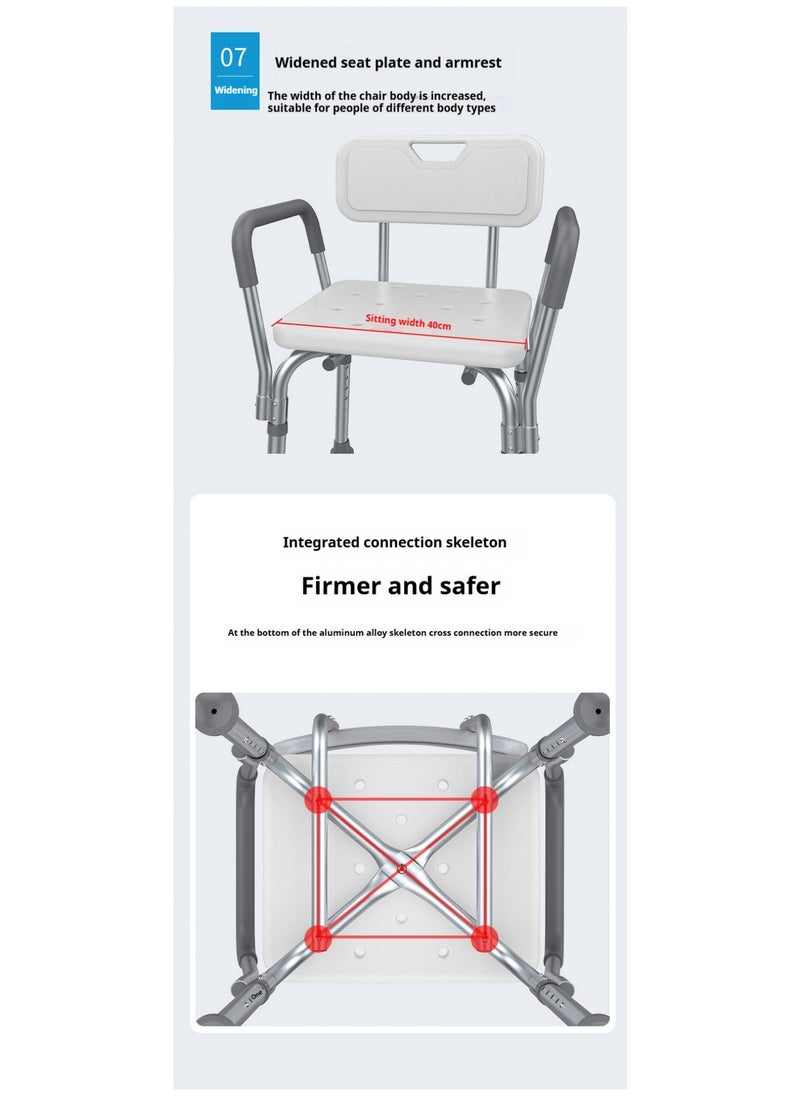General - Bathing Chairs For The Elderly Pregnant Women Shower Chairs Shower Chairs  Aluminum Alloy Anti Slip Shower Chairs With Backrest And Seat Cushion - Image 1