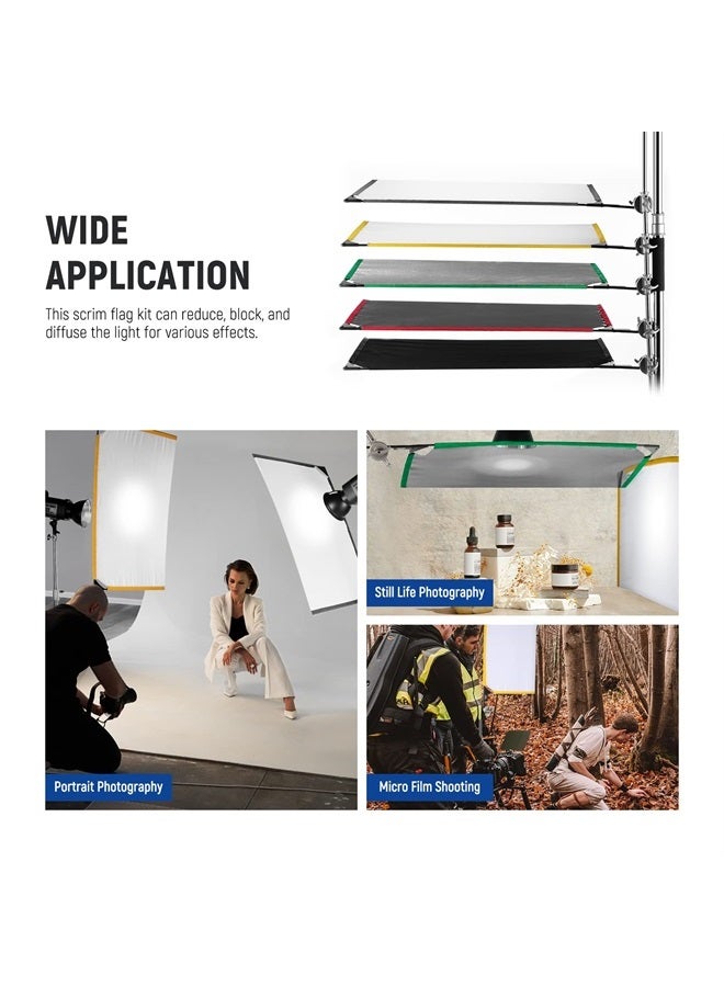 NEEWER Foldable Scrim Flag Kit, 24x36in/60x90cm 5 in 1 Photography Flag Panel Lighting Reflector Diffuser Light Modifier Shaper for Soft, Diffused & Light Effects, Carry Bag Included, SF6090F - Image 5