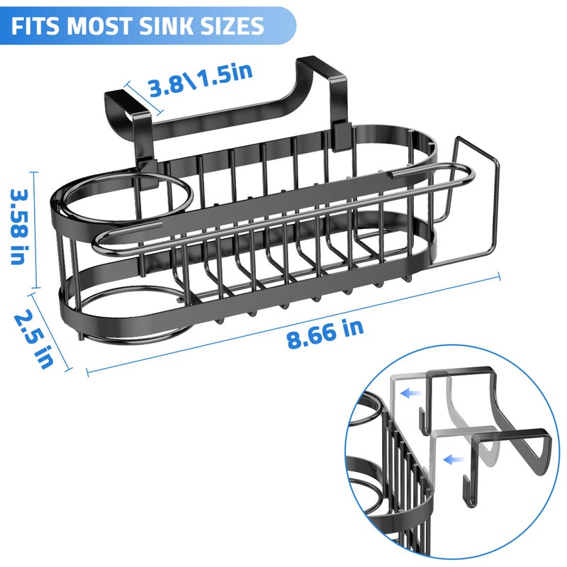 Cisily Cisily 3-in-1 Sponge Holder for Kitchen Sink Caddy (Hanging&Adhesive)  Stainless Steel Movable Brush Holder + Dish Cloth Hanger  Hanging Sink Caddy Organizer  in Sink Organizer Accessories Rack - Image 4