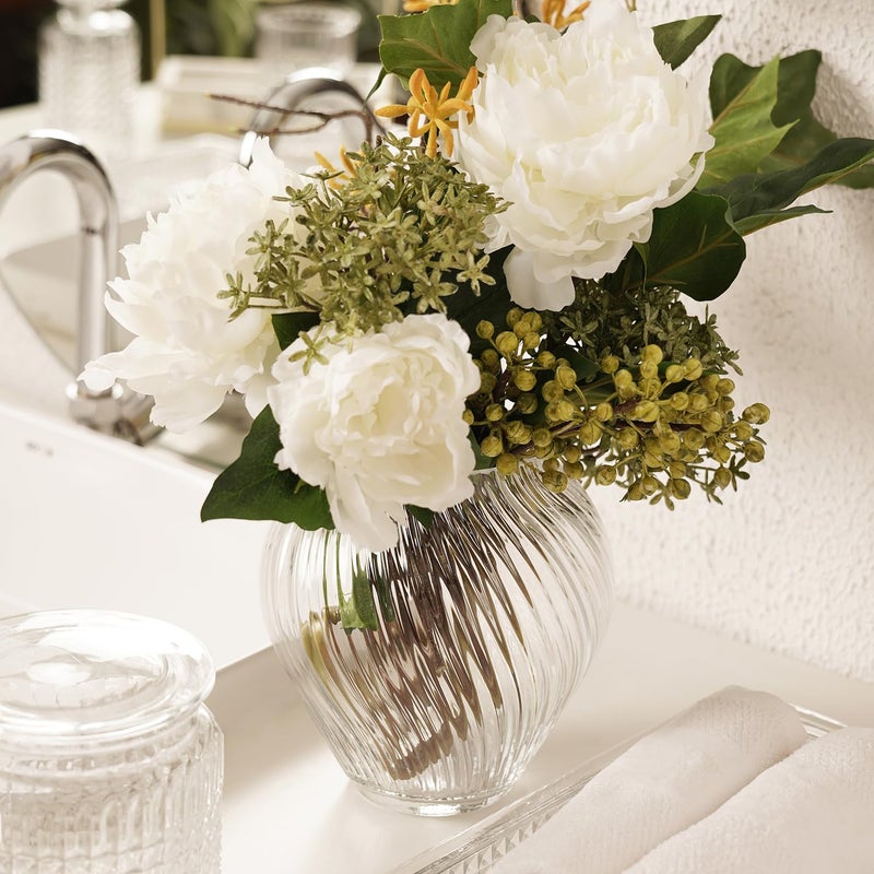 PURE HOME + LIVING Pure Home Living Clear Swirl Textured Glass Vase Small  - Image 1