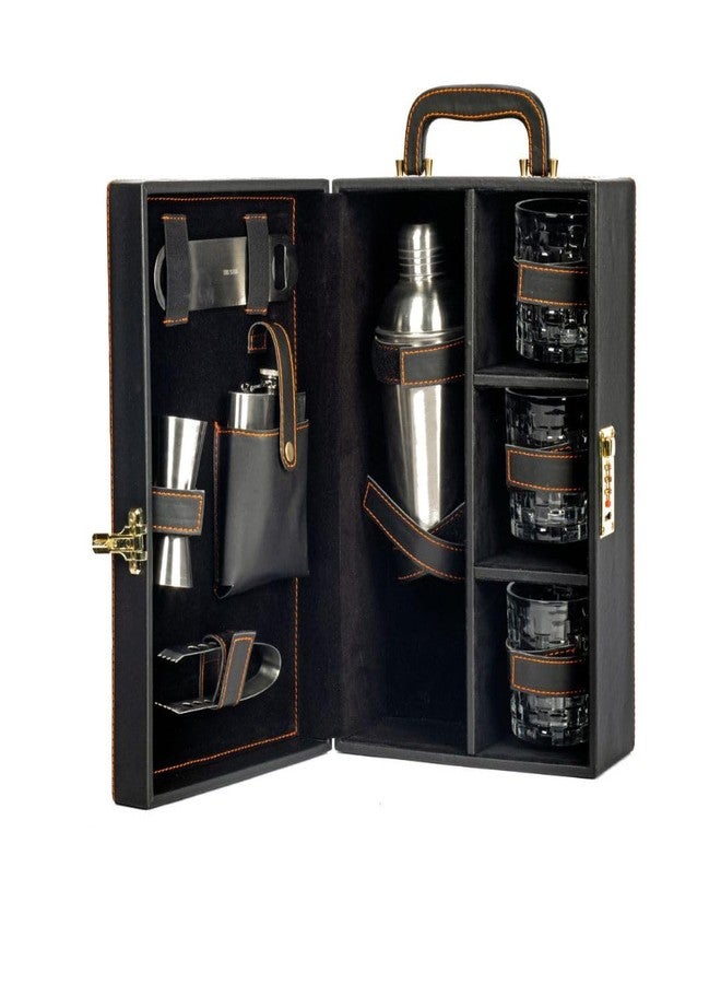 Abrazo Portable Barset | Bartender Kit | Bar Tool Set | Gifting | 8 Pieces Bar Tool Set | Black | Cocktail Shaker | Gift - Image 1