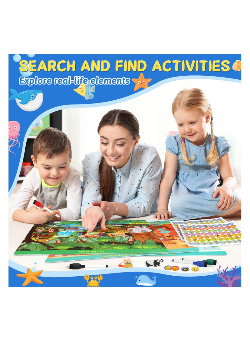 SYOSI Arts and Crafts Mat Books for Kids, Preschool Learning Activities, Search and Find Books for Kids Busy Book for Toddlers, 12 Themes Educational Game Toys, Birthday Gifts for Autism Girls and Boys - Image 4