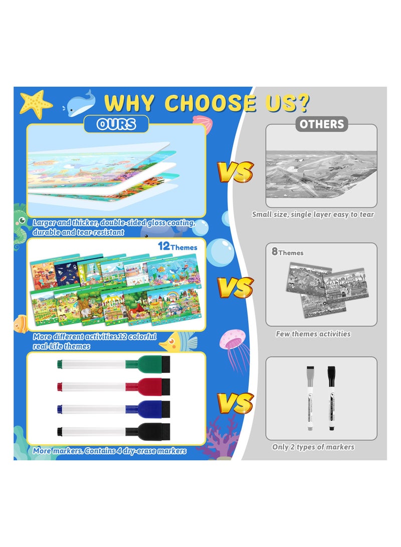 SYOSI Arts and Crafts Mat Books for Kids, Preschool Learning Activities, Search and Find Books for Kids Busy Book for Toddlers, 12 Themes Educational Game Toys, Birthday Gifts for Autism Girls and Boys - Image 2